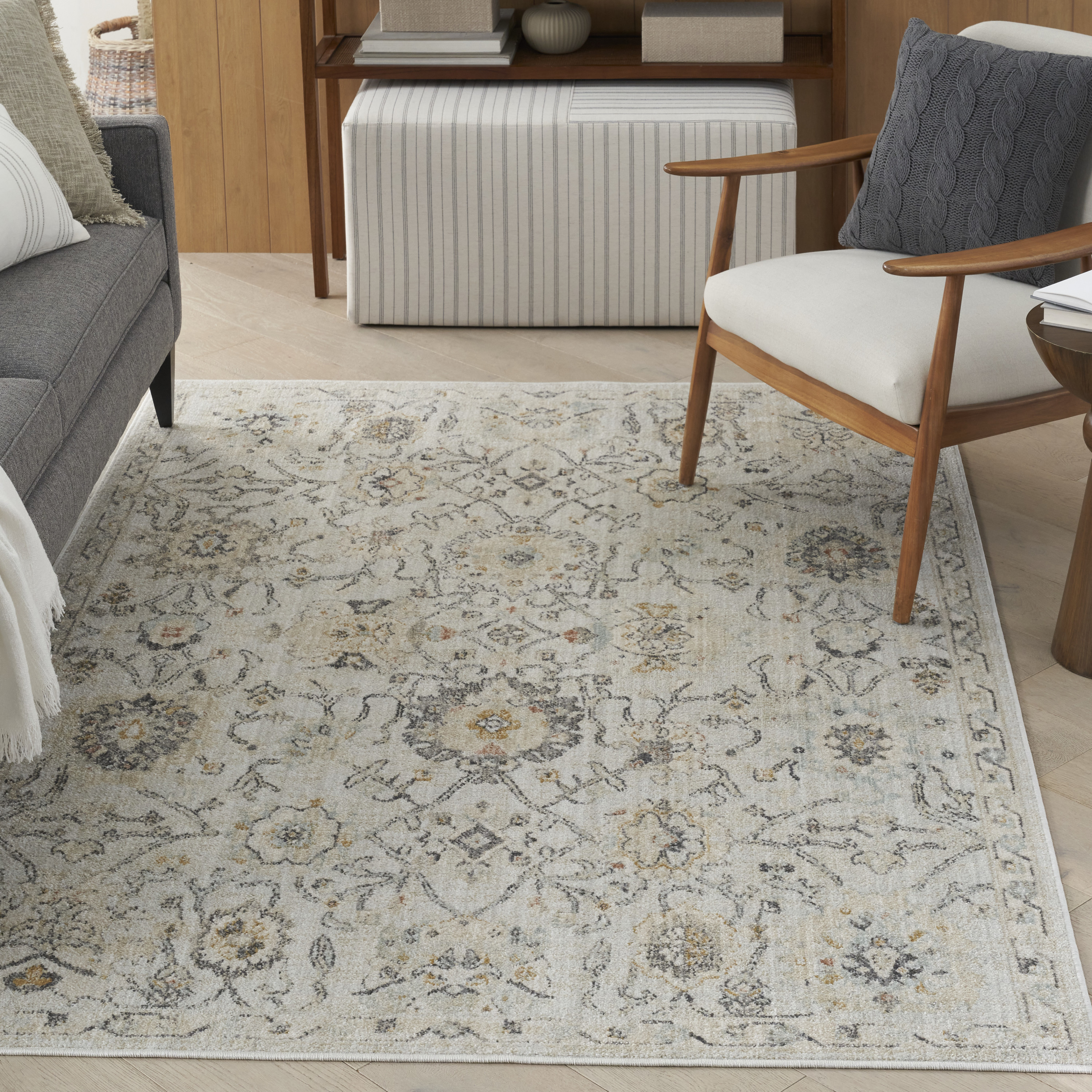 Nourison Oushak Home 4'1" x 5'11" Grey Vintage Indoor Rug