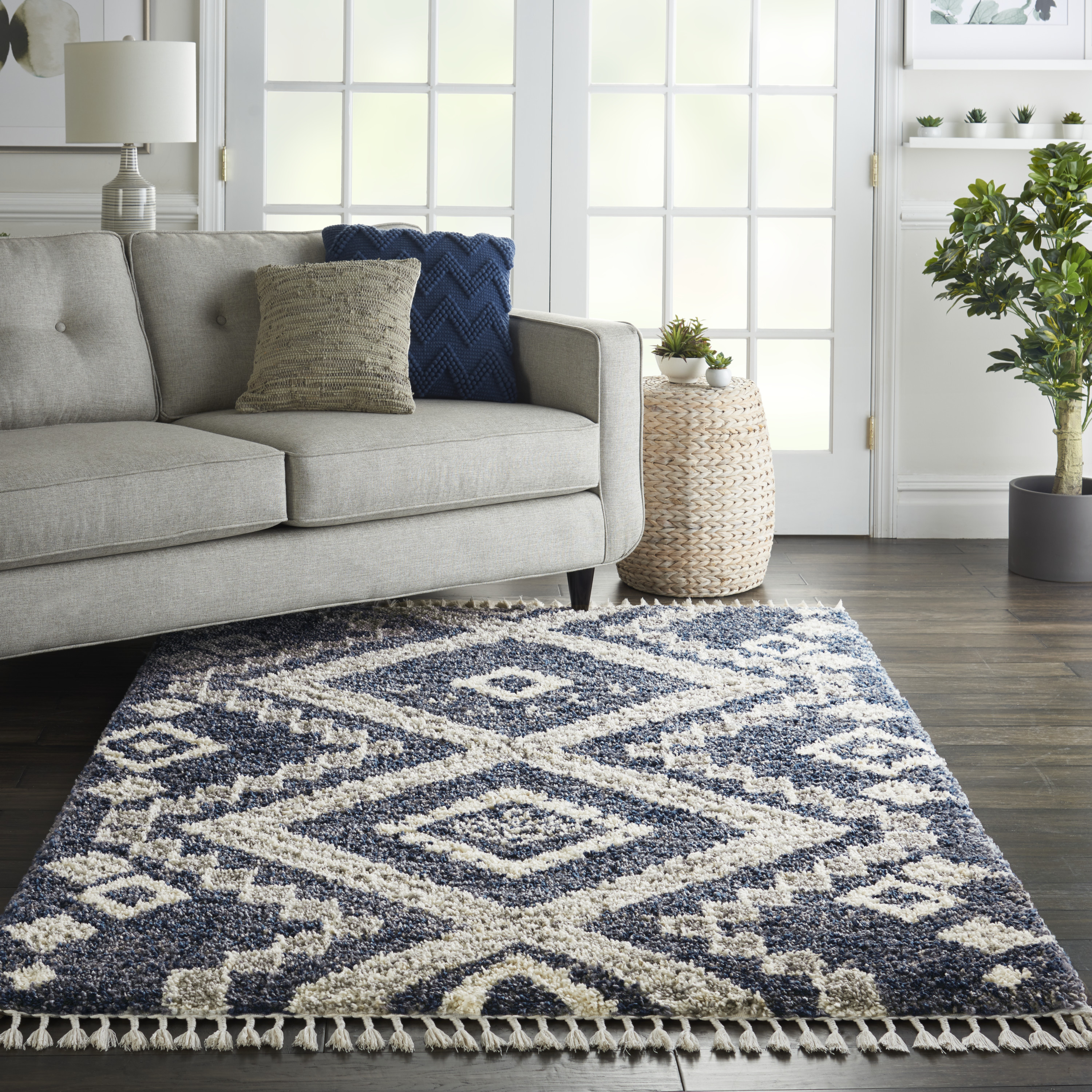 Nourison Oslo Shag OSL02 Denim Blue Rug