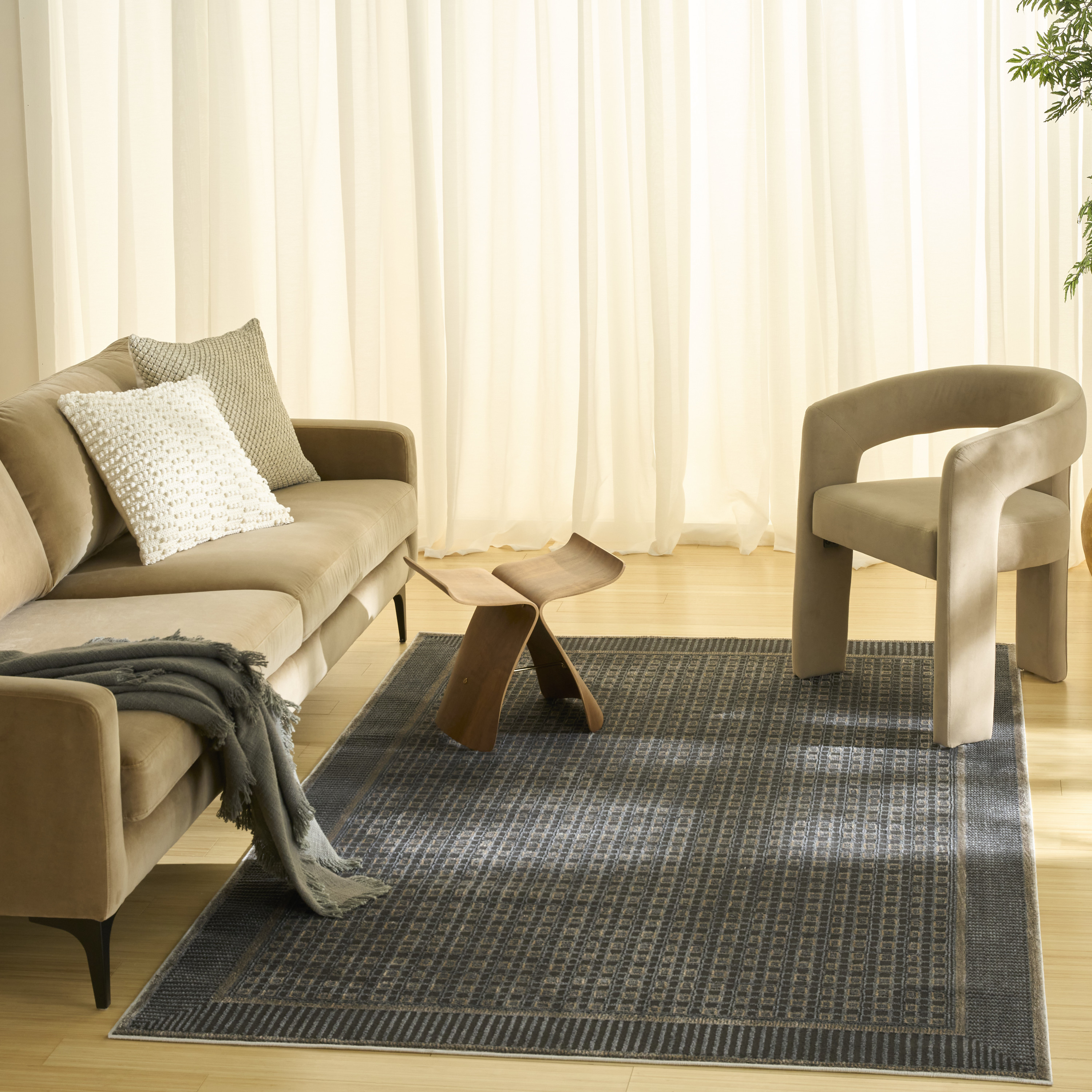 Nourison Nordic 4' x 6' Black Taupe Art Deco Indoor Rug