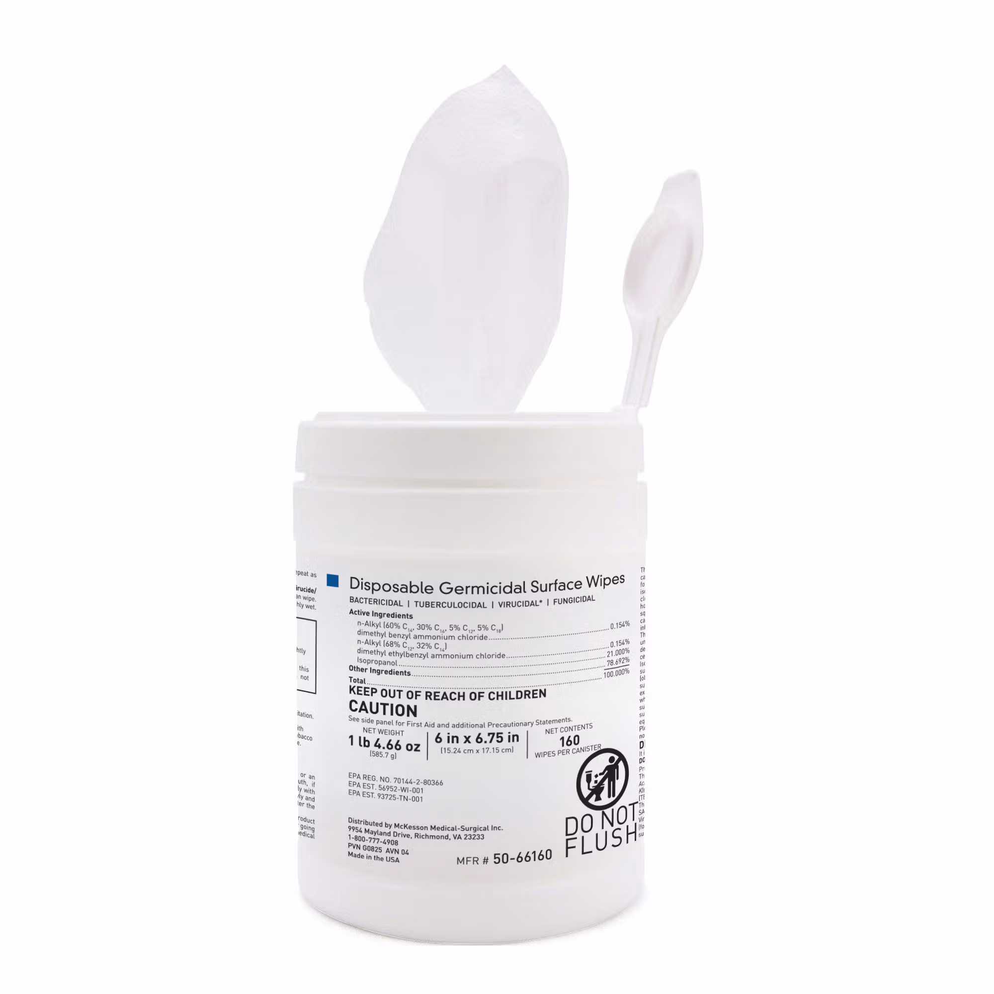 McKesson Germicidal Large Surface Disinfectant Wipes, Canister, 160 ct.