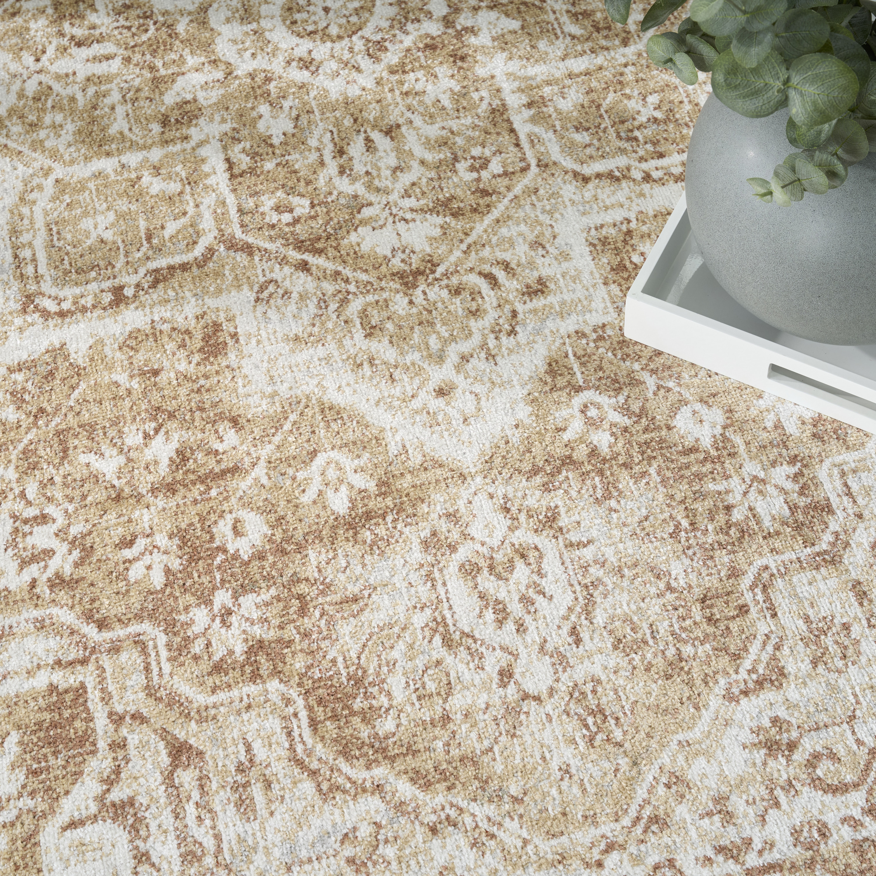 Nourison Astra Machine Washable 4' x 6' Rust Vintage Indoor Rug