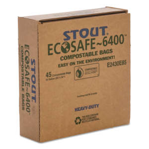 Envision, EcoSafe-6400 LLDPE Compostable Liner, 13 gal Capacity, 24 in Wide, 30 in High, 0.85 Mils Thick, Green