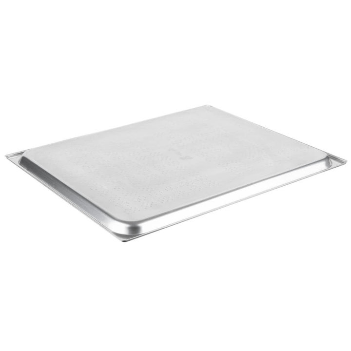 Double-wide perforated stainless steel steam table tray