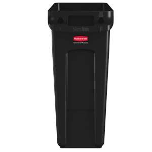 Rubbermaid Commercial, Vented Slim Jim, 16 gal, Resin, Black, Rectangle, Receptacle