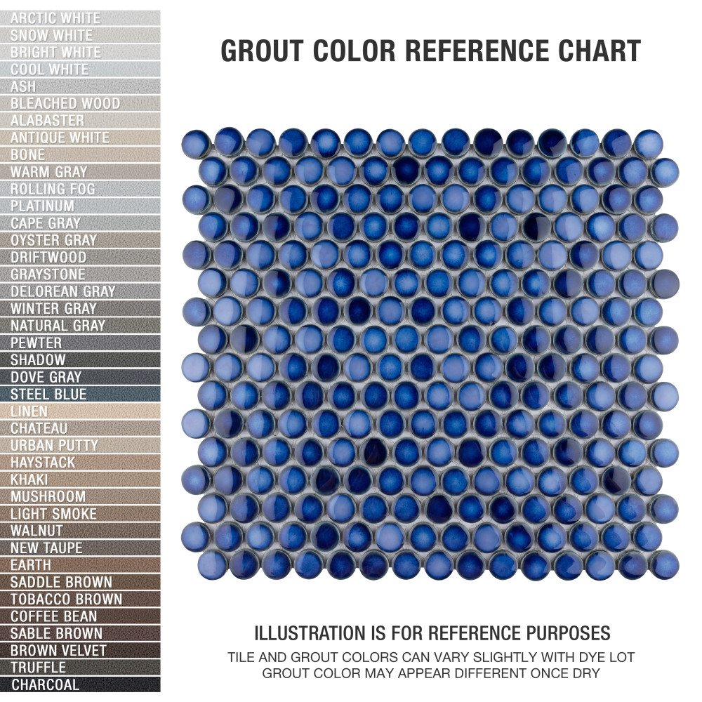 Hudson Penny Round Sapphire 11-7/8 in. x 12-5/8 in. Porcelain Mosaic Tile