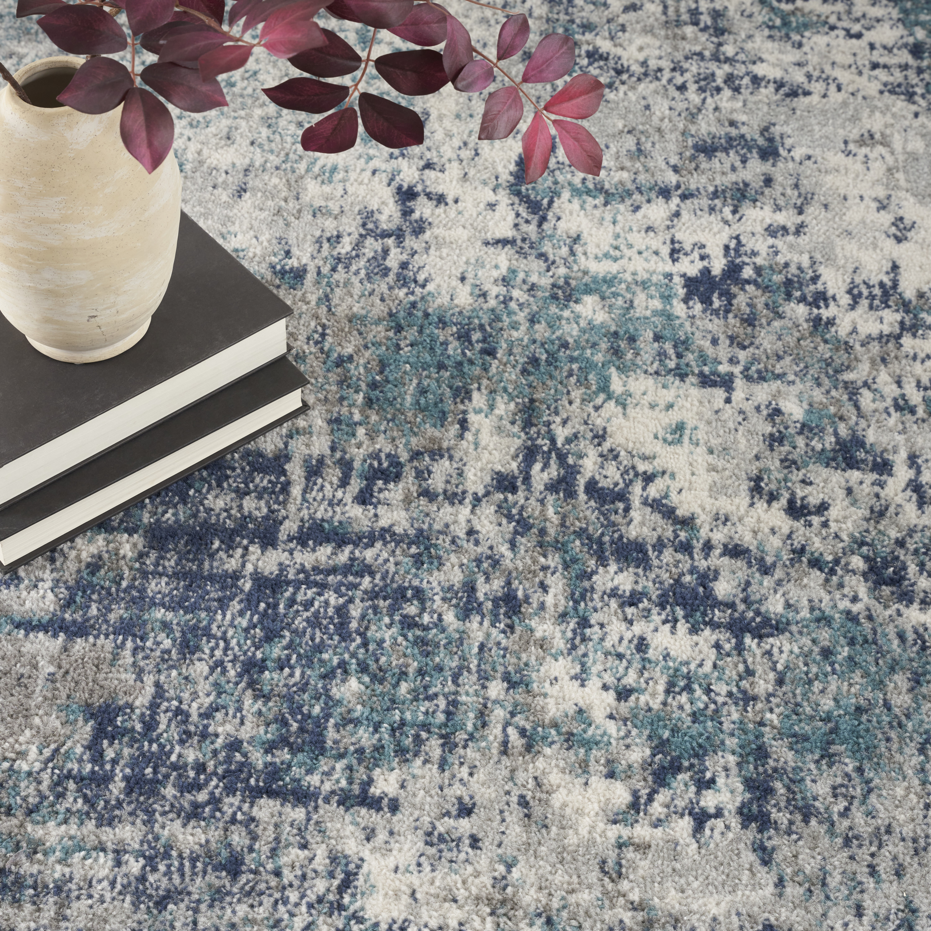 Nourison Passion 5'3" x 7'3" Ivory Teal Modern Indoor Rug