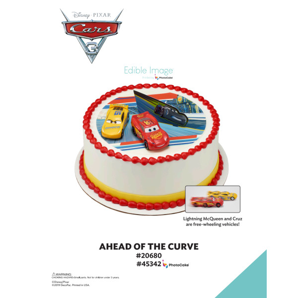 Disney and Pixar's Cars 3 Ahead of the Curve The Magic of Cakes® PhotoCake® Enhanced Round Background Page