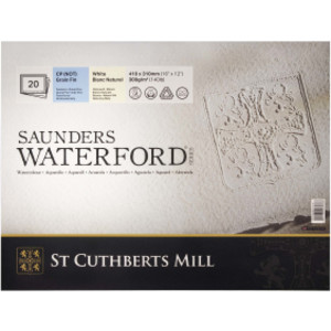 Saunders Waterford Watercolor Block, Cold Pressed, White, 140lb/300gsm, 20 Sheet, 16x12 inch, 1 Count