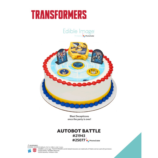 Transformers™ Autobot Battle The Magic of Cakes® PhotoCake® Enhanced Round Background Page