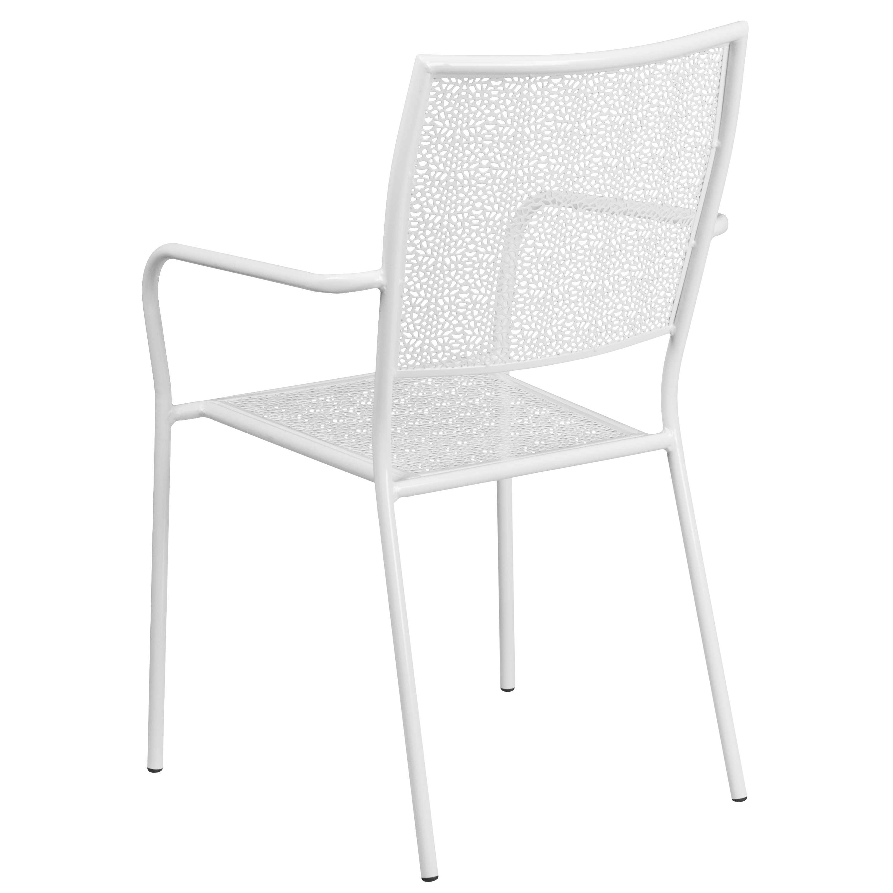 Commercial Grade Sky Blue Indoor-Outdoor Steel Patio Arm Chair with Square Back - Picture 18 of 61