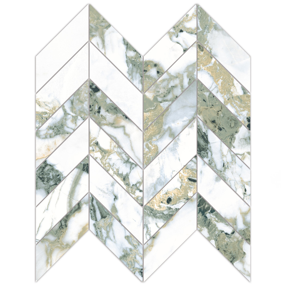 Touche Chevron Jade 11-3/4 in. x 12-1/4 in. Porcelain Mosaic Tile