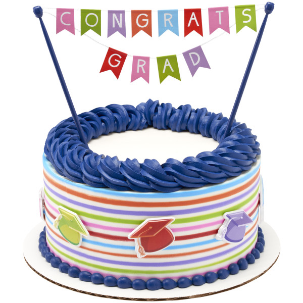Bright Grad Hats Cupcake Rings