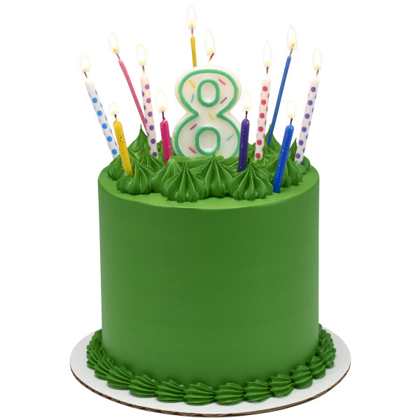 8 Green Sprinkle Numeral Candles