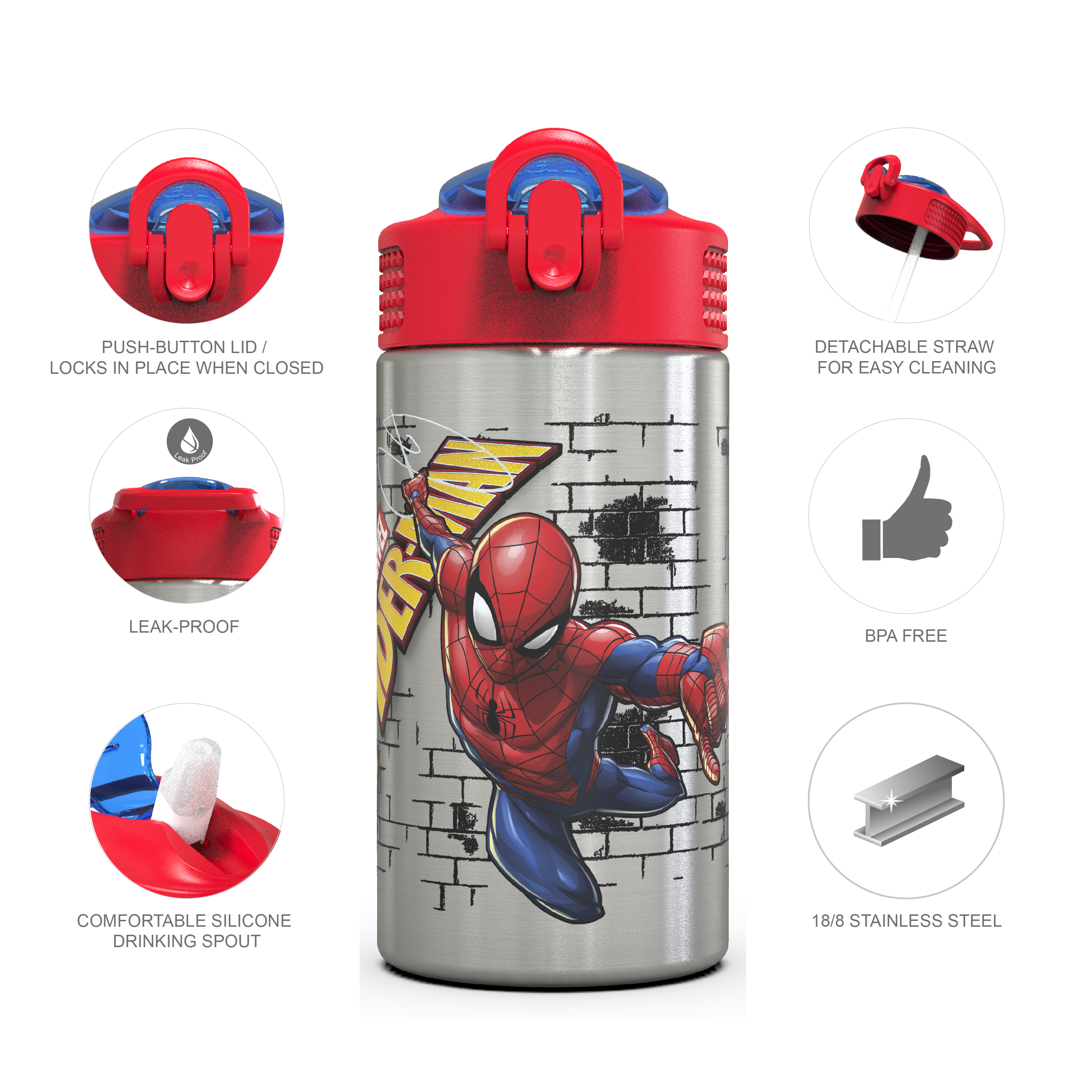 Marvel Comics 15.5 ounce Water Bottle, Classic Spider-Man slideshow image 2