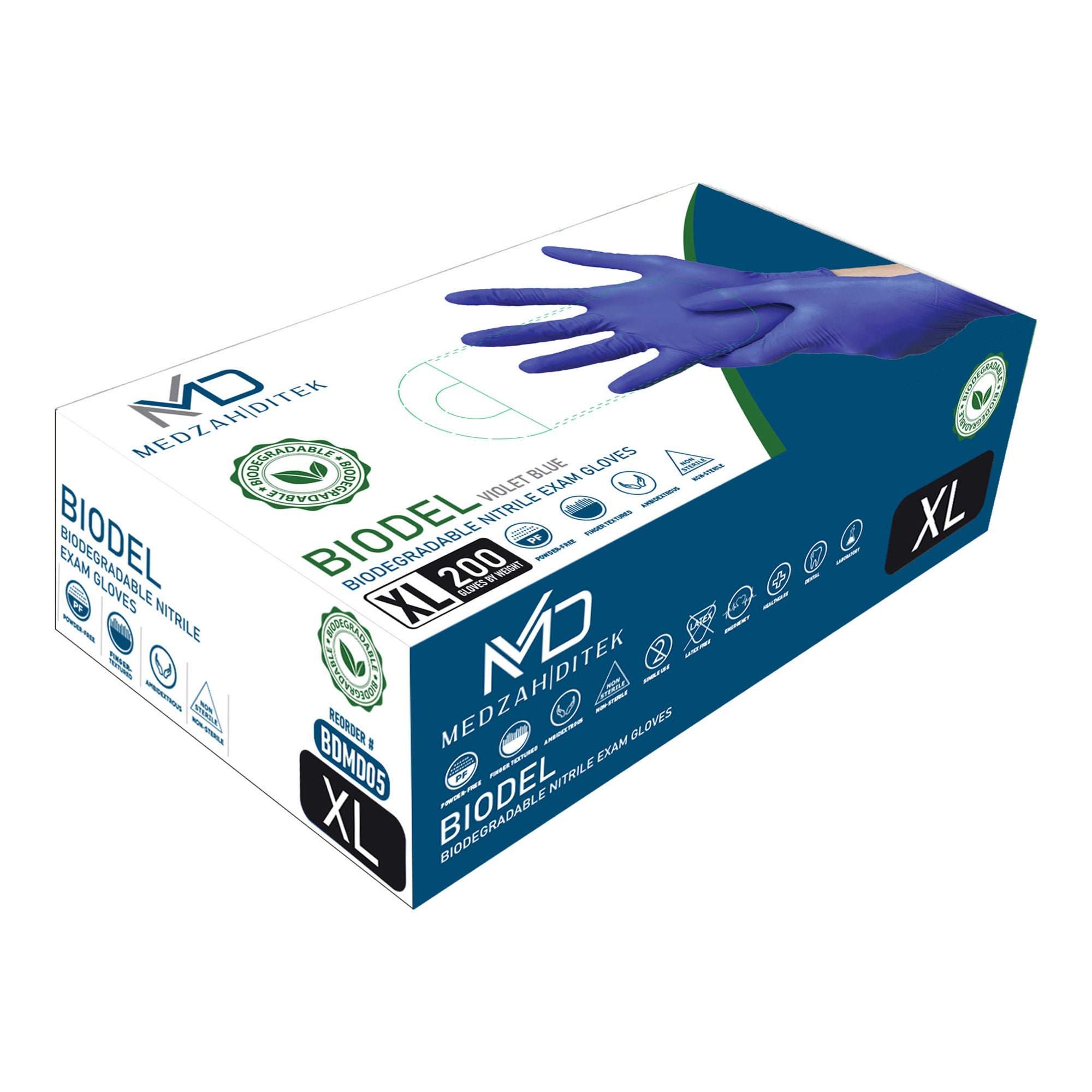 Medzah Industries GLOVE, EXAM BIODEGRADABLE XLG 4.0MIL 9.5" (200EA/BX 10BX/CS)