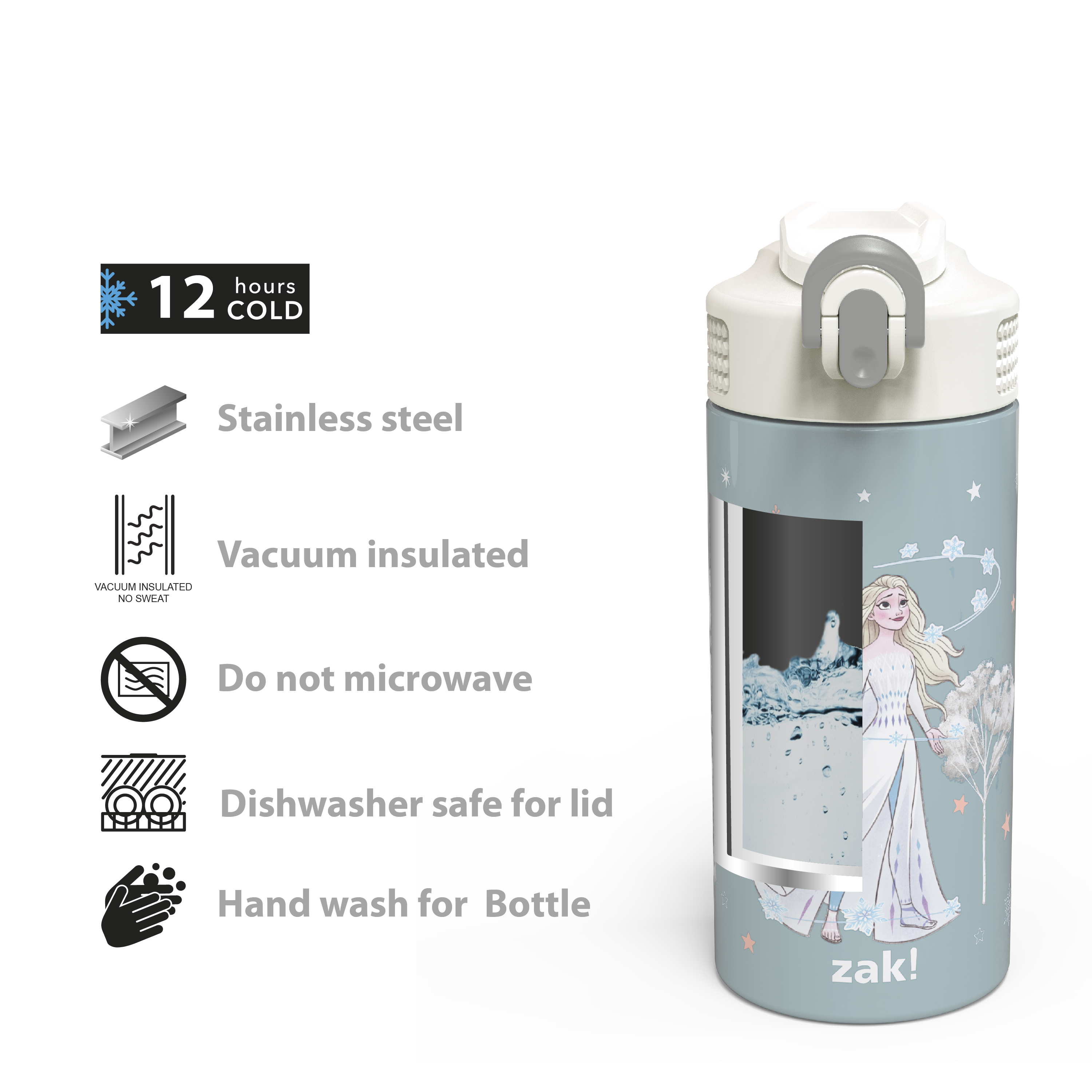 Disney Frozen 2 Movie 14 ounce Stainless Steel Vacuum Insulated Water Bottle, Princess Elsa slideshow image 12 Disney Frozen 2 Movie 14 ounce Stainless Steel Vacuum Insulated Water Bottle, Princess Elsa slideshow image 12
