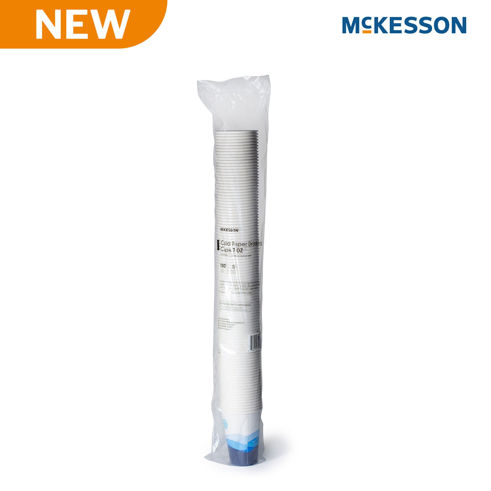 McKesson Paper Cup for Cold Beverages, Blue Mountain Print, 7-ounce Capacity