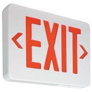 Emergency Exit Signs, Thermoplastic, LED,White HousingWith Red Letters