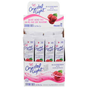 CRYSTAL LIGHT Single Serve Sugar-Free Raspberry Ice On-the-Go Mix, 30-0.8 oz. Packets (Pack of 4 Boxes) image