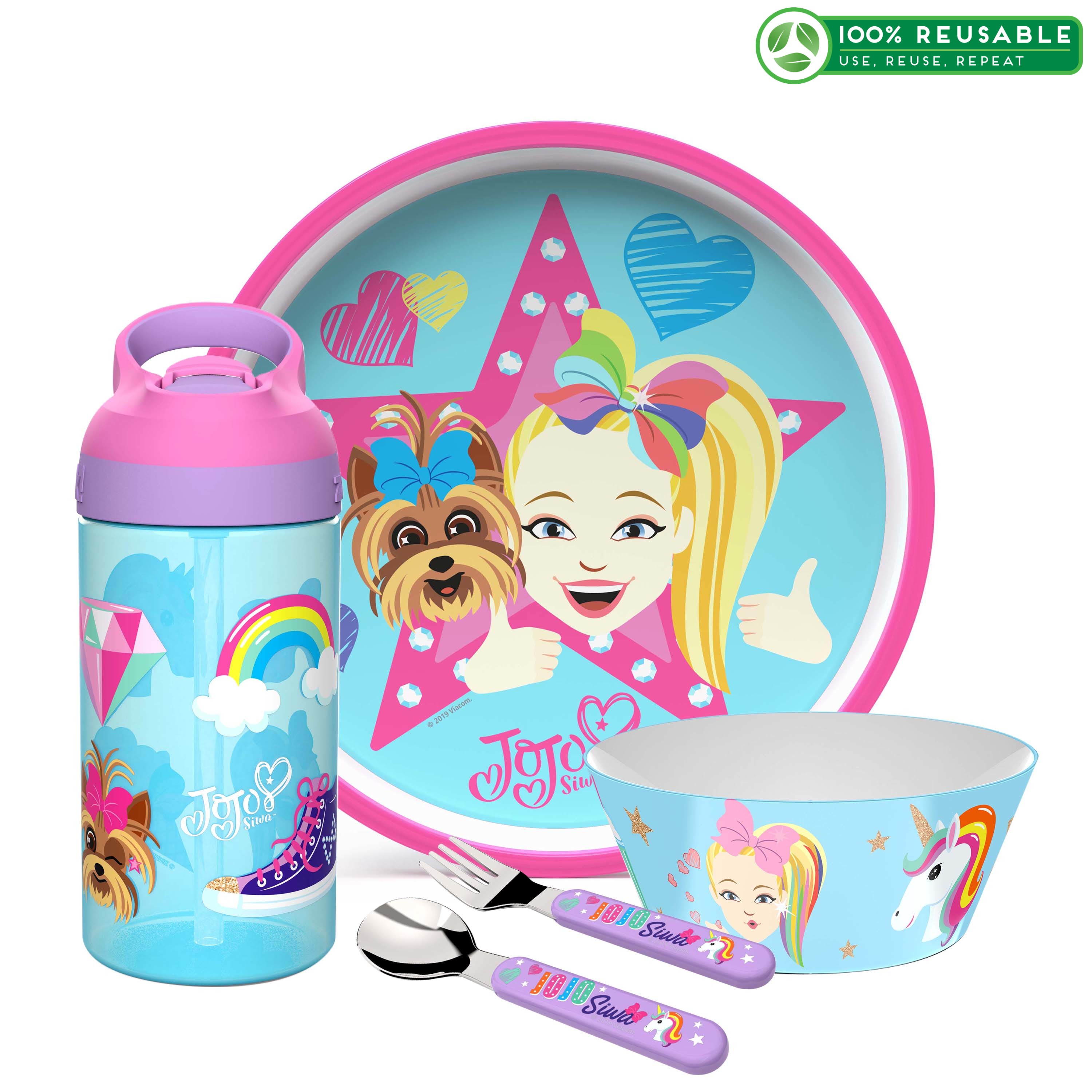 JoJo Siwa Dinnerware Set, Jojo & BowBow, 5-piece set slideshow image 1 JoJo Siwa Dinnerware Set, Jojo & BowBow, 5-piece set slideshow image 1