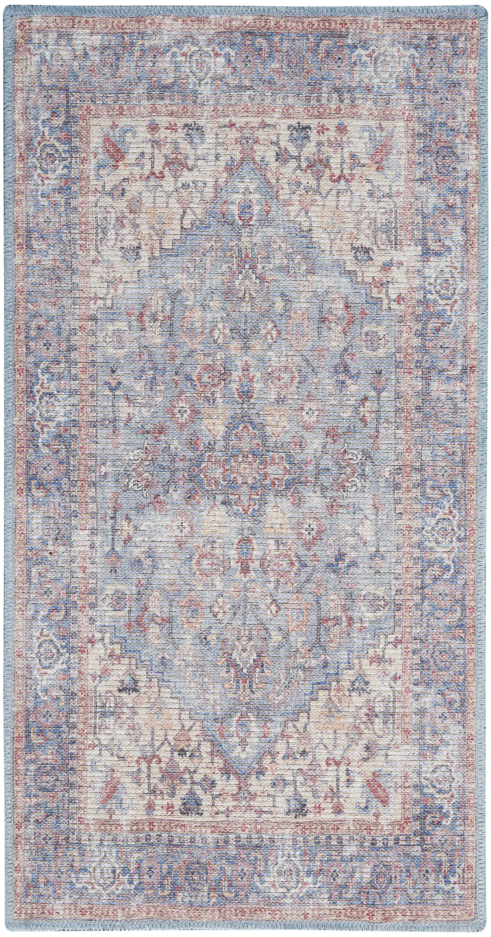 Nourison New Concept Washables 3' x 5' Blue Multicolor Vintage Indoor Rug