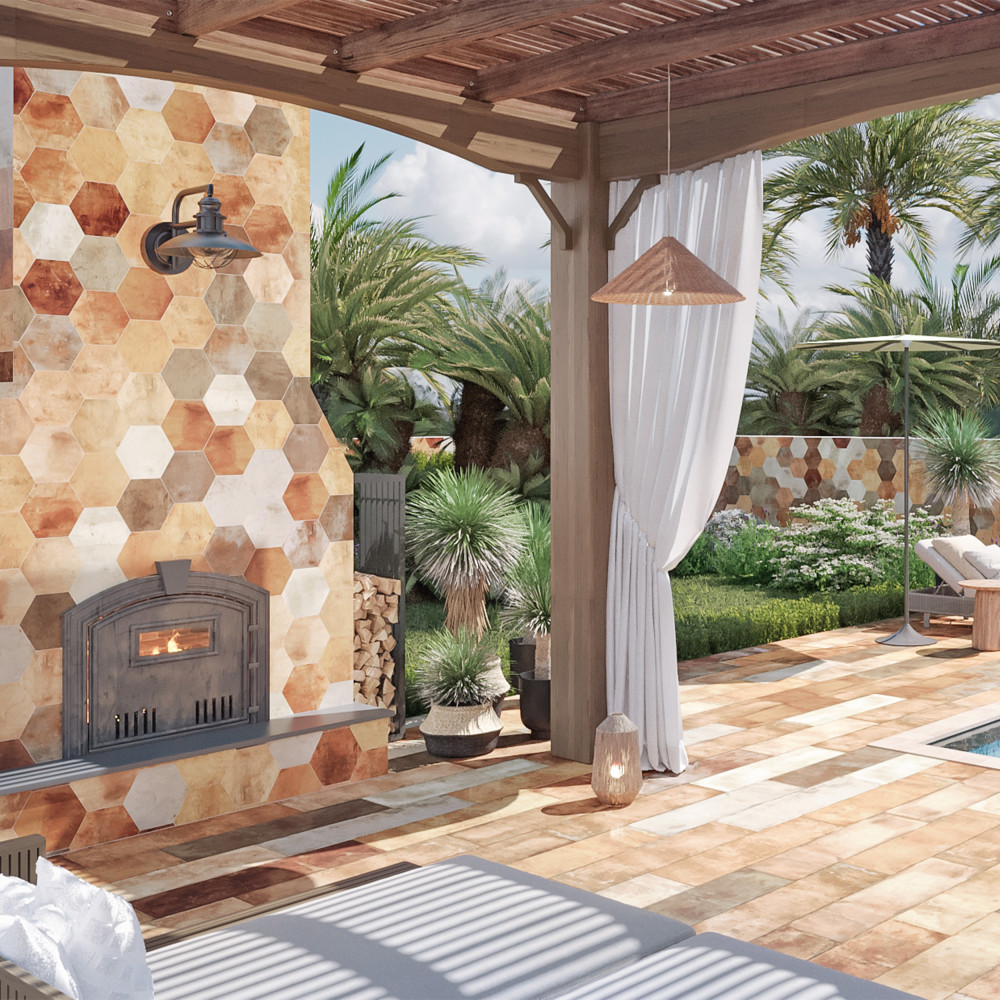 Terre Hex Rosso 9-7/8 in. x 11-3/8 in. Porcelain Floor and Wall Tile