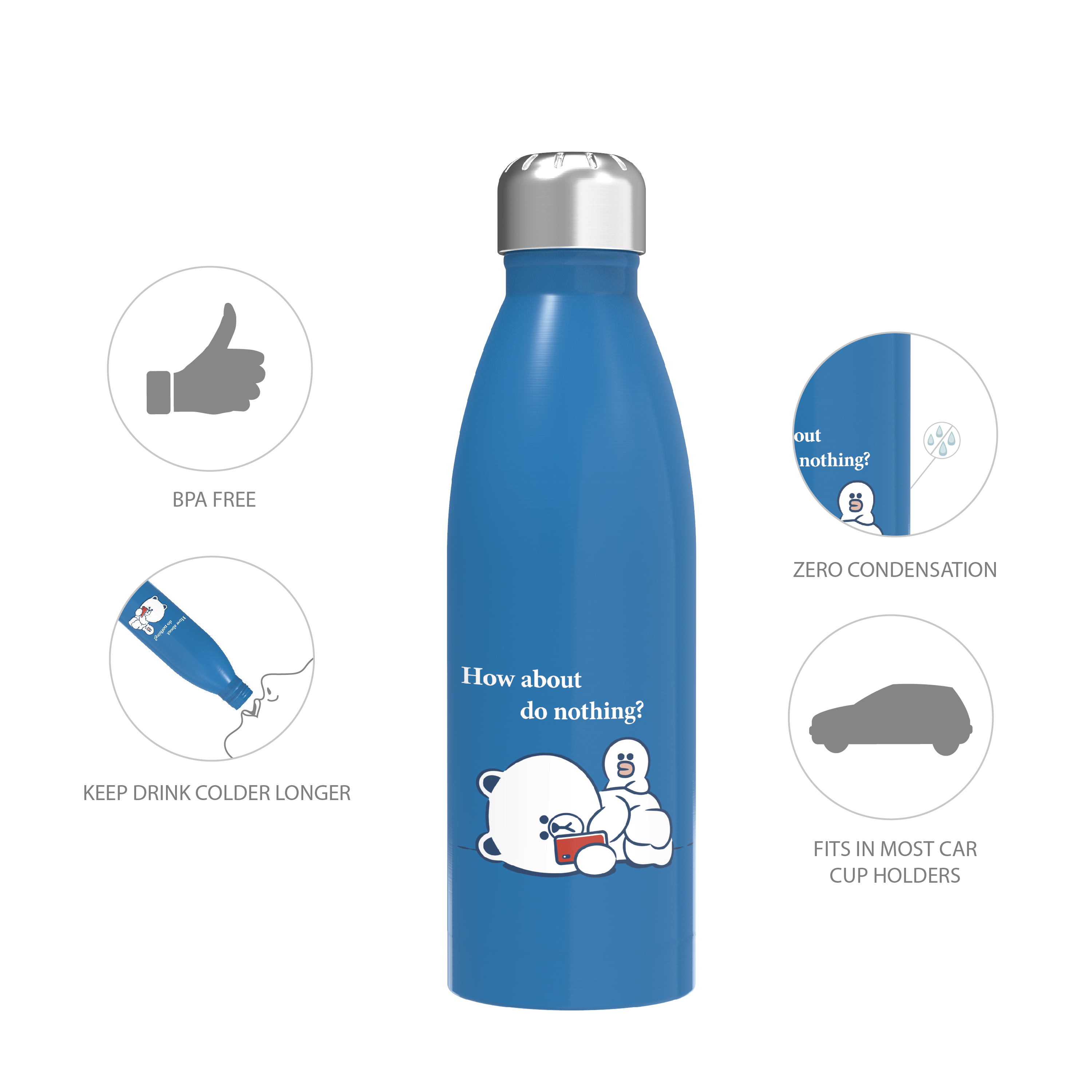 Line Friends 17.5 ounce Vacuum Insulated Stainless Steel Water Bottle, Cuddly Friends slideshow image 6 Line Friends 17.5 ounce Vacuum Insulated Stainless Steel Water Bottle, Cuddly Friends slideshow image 6