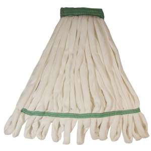 Hillyard, Rough Surface, Medium, Looped-End, 1.25" Headband, Microfiber, White, Wet Mop