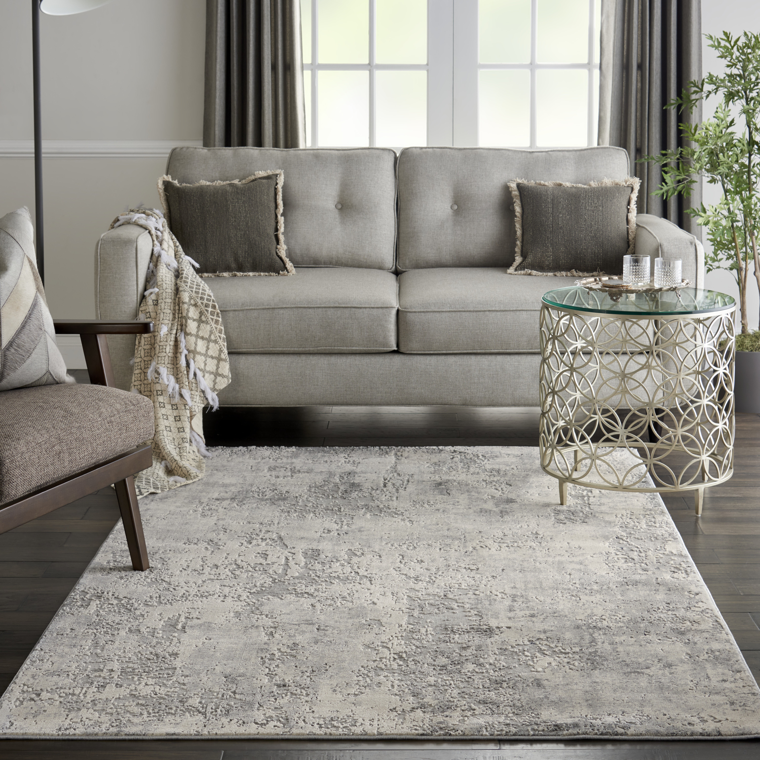 Nourison Rustic Textures 5'3" x 7'3" Grey Beige Modern Indoor Rug