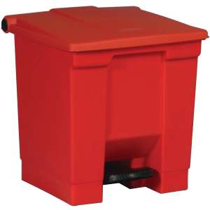 Rubbermaid Commercial, Legacy, 8 gal, Plastic, Red, Square, Receptacle