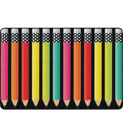 Schoolgirl™ Style Black White & Stylish Brights Pencils Rug, 5' x 7'6"