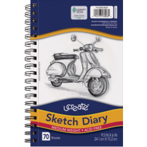 Sketch Diary, Medium Weight, 9-1/2" x 6", 70 Sheets