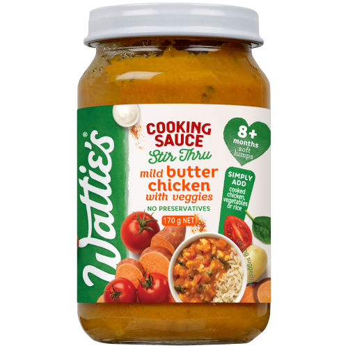  Wattie's® Stir Thru Cooking Sauce Mild Butter Chicken with Veggies 170g 8+ months 