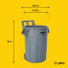 Rubbermaid Commercial, VENTED BRUTE, Wheeled, 32 gal, Resin, Gray, Round, Receptacle