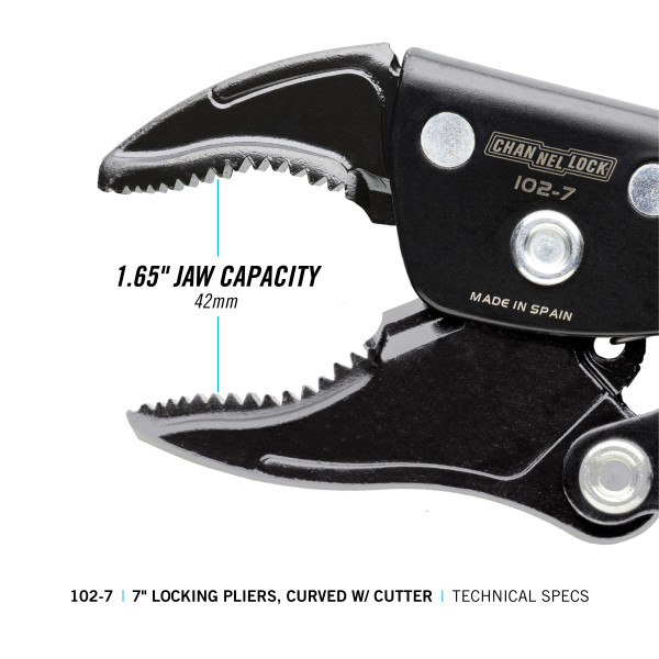 1027 7inch Curved Jaw Locking Pliers w/ Cutter Channellock, Inc.