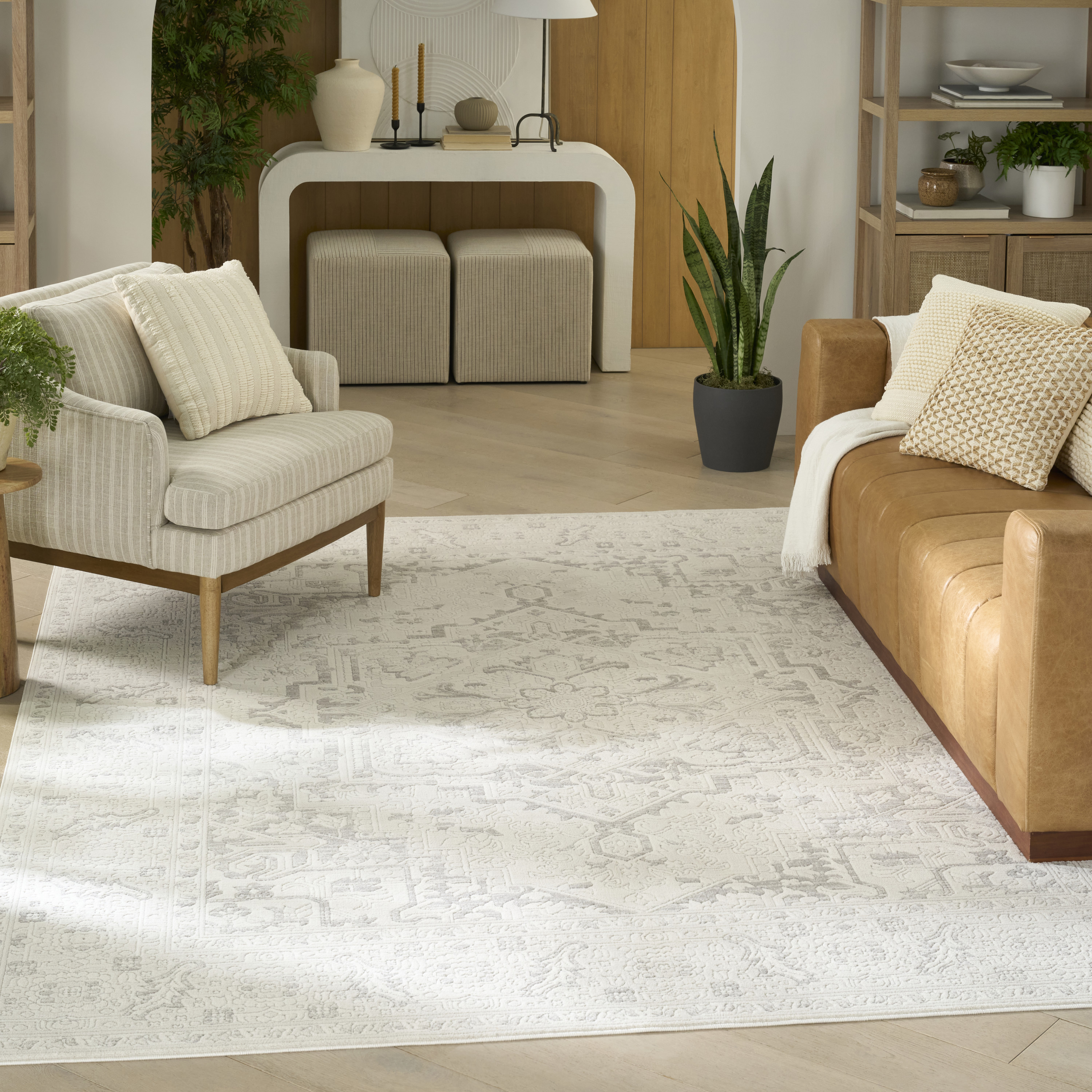 Nourison Grace 5'3" x 7'3" Grey Vintage Indoor Rug