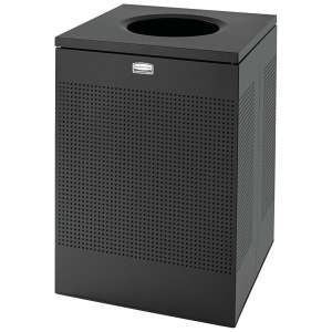 Rubbermaid Commercial, Silhouettes, Open Top, 8gal, Metal, Black, Square, Receptacle