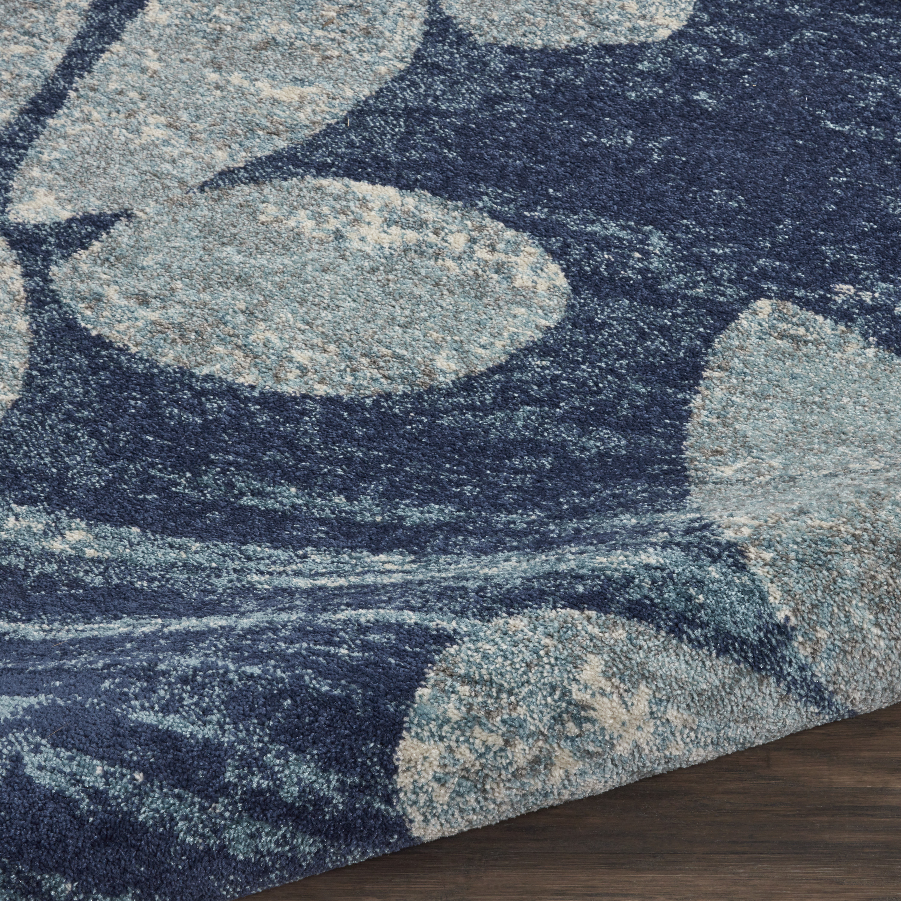 Nourison Tranquil 2'3" x 7'3" Navy/Light Blue Farmhouse Indoor Rug