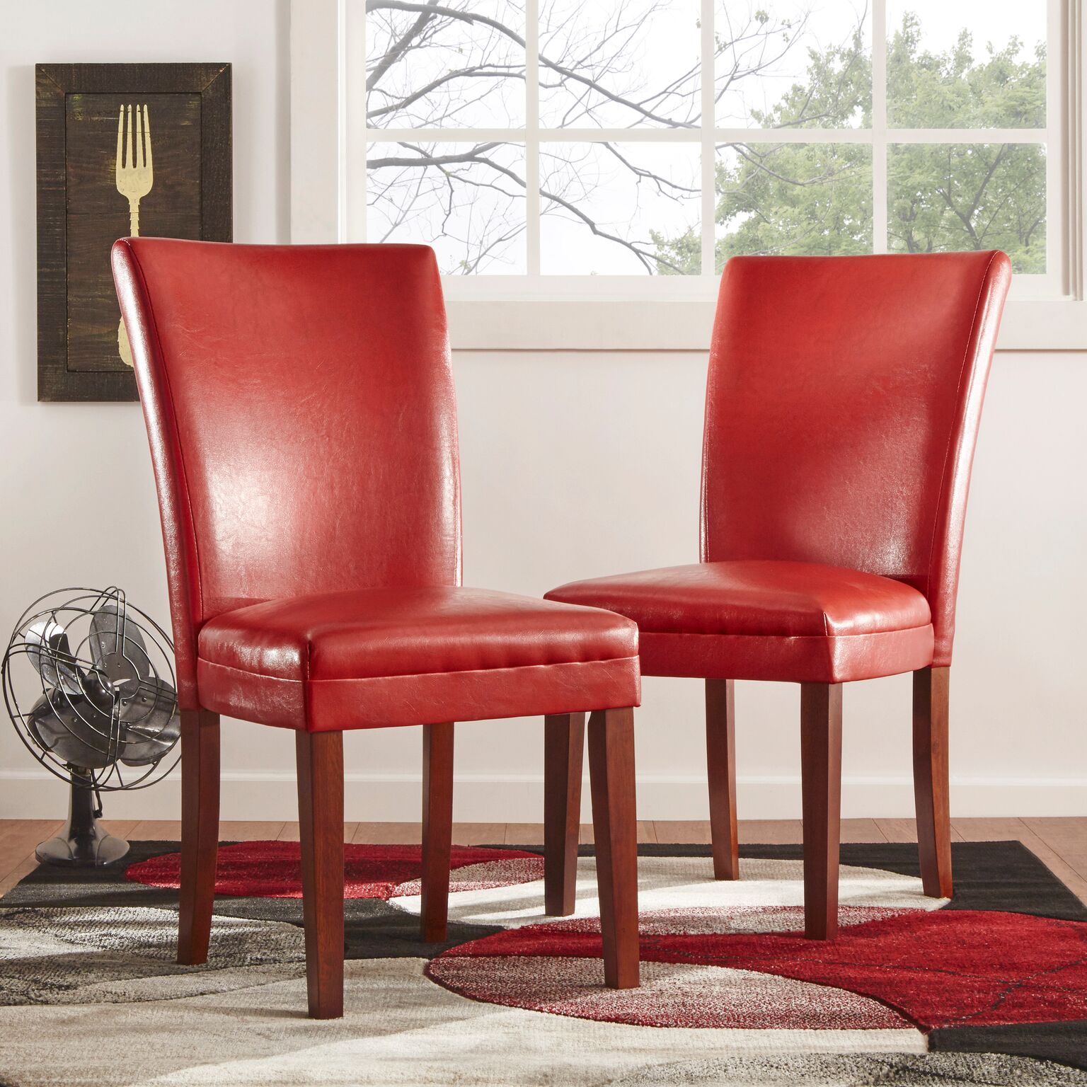 Faux Leather Parsons Dining Chairs (Set of 2)