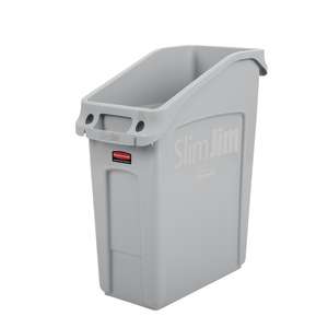 Rubbermaid Commercial, Slim Jim®, Under Counter, 13 gal, Resin, Gray, Rectangle, Receptacle