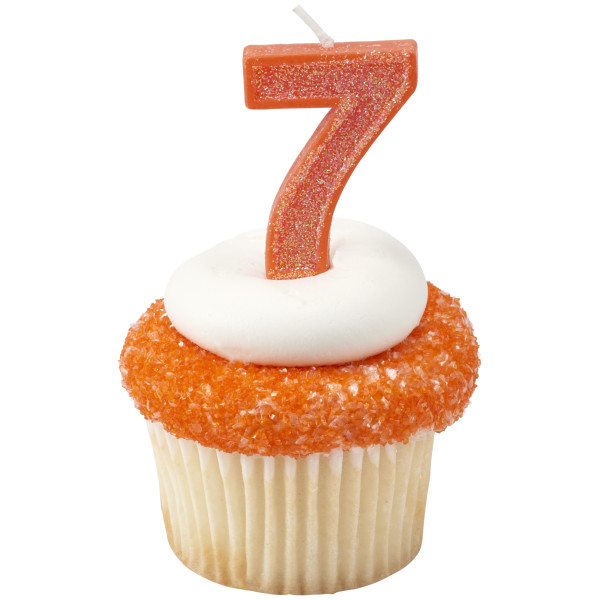 7 Mini Glitter Numeral Candles