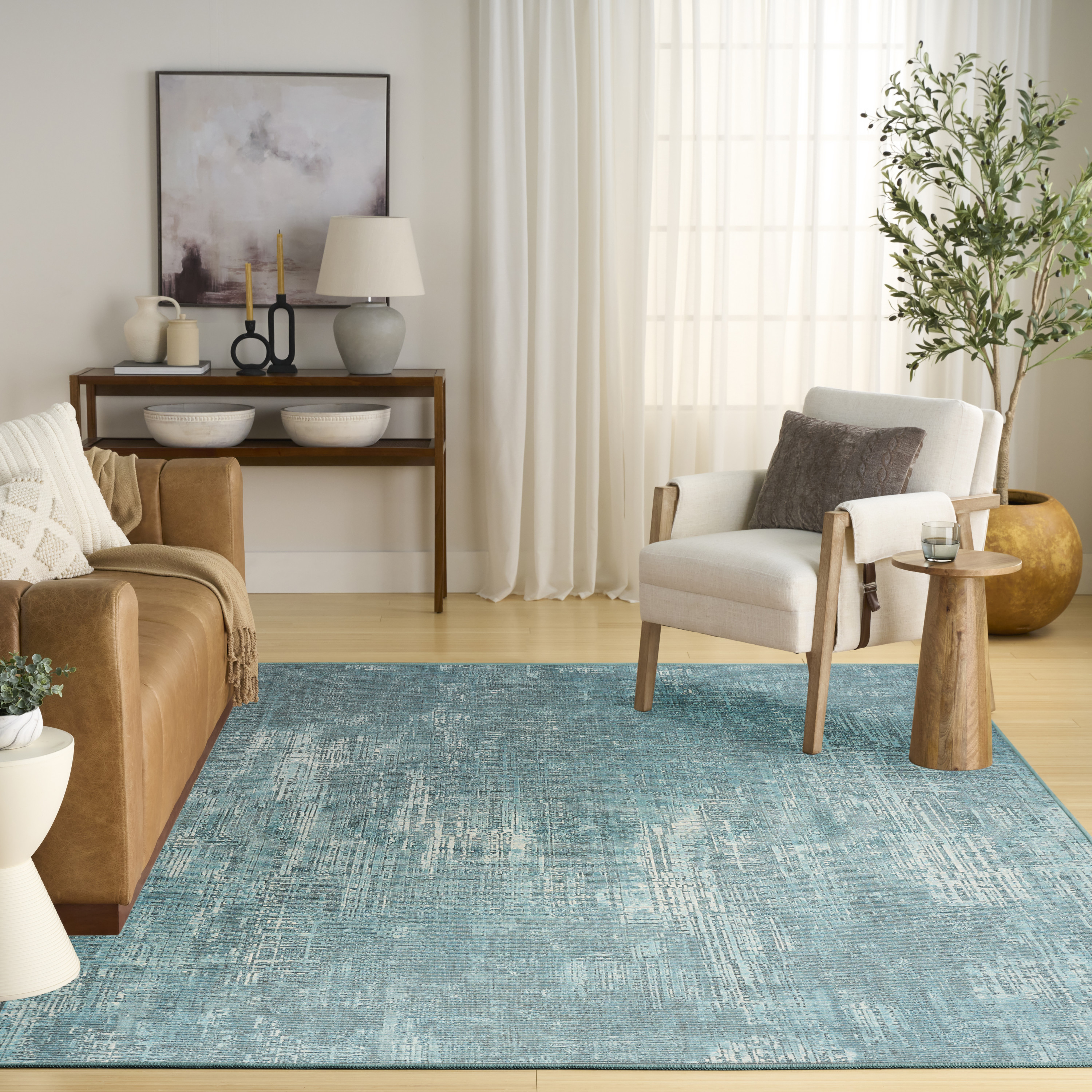 Nourison Botanical Washables 5' x 7' Green Modern Indoor Rug