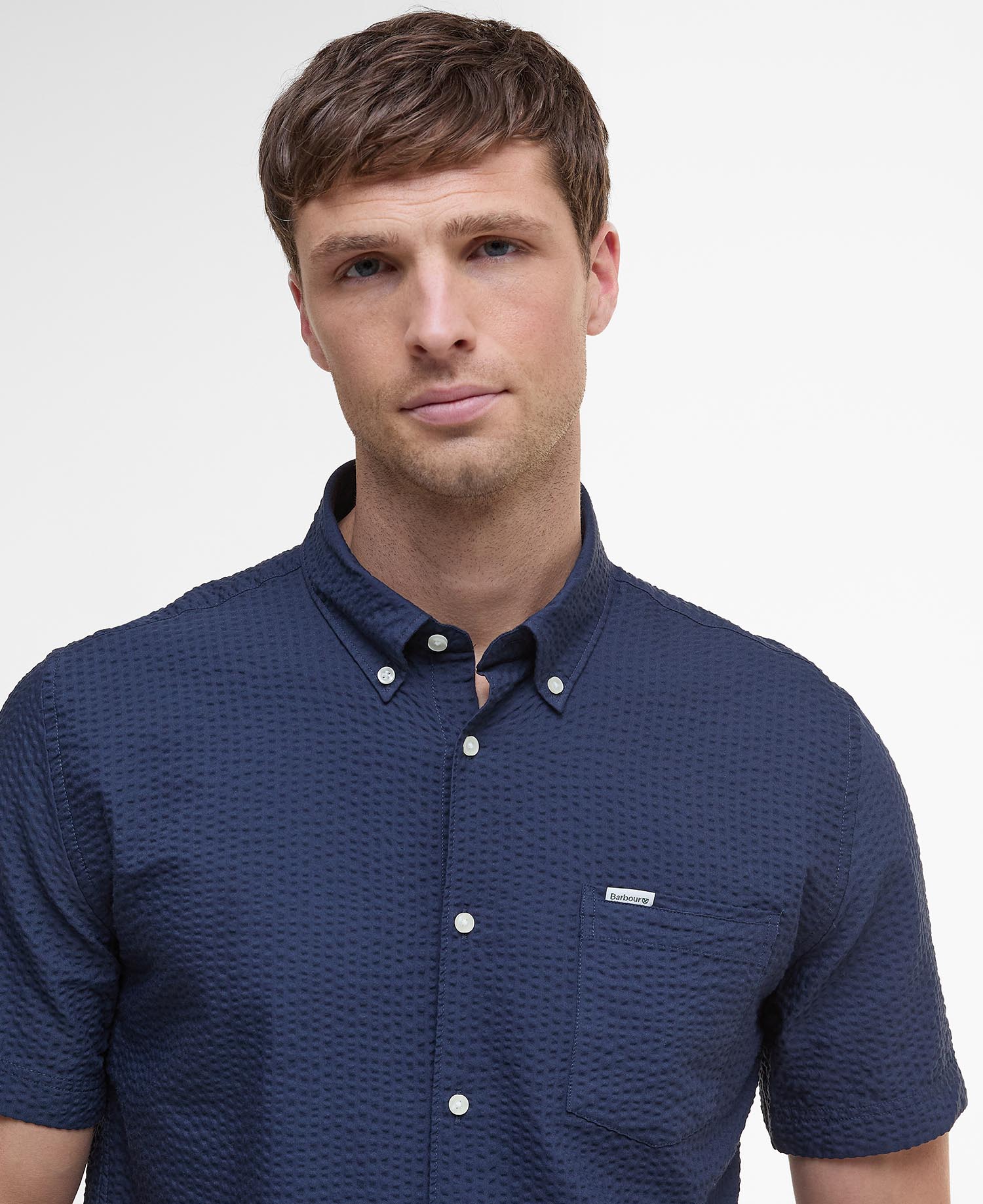 Longhall Seersucker Tailored Short-Sleeved Shirt image number 3