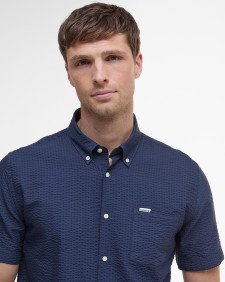 Longhall Seersucker Tailored Short-Sleeved Shirt 