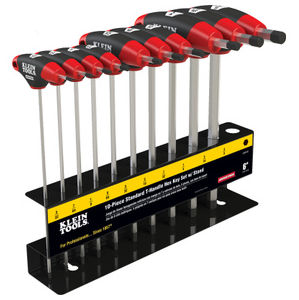 Hex Key Set, SAE, T-Handle, 9-Inch with Stand, 10-Piece