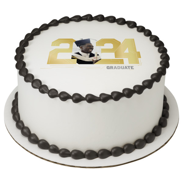 Gold 2024 Graduate PhotoCake® Edible Image® Frame