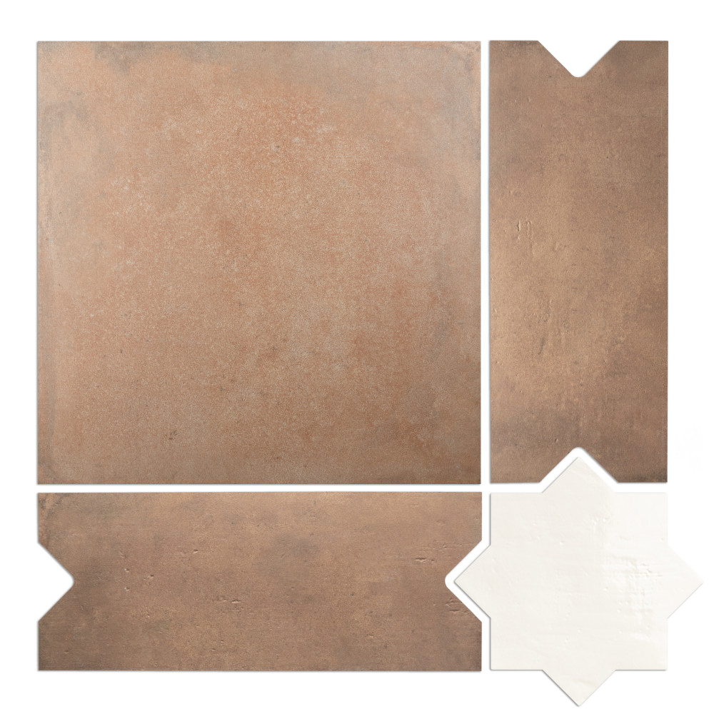 Argile Bordeaux Ferrara with Losanga and Bianco Star 24-5/8 in. x 24-5/8 in. Porcelain Floor and Wall Tile