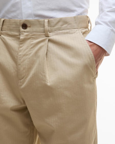 Herringbone Cotton Trousers Sand
