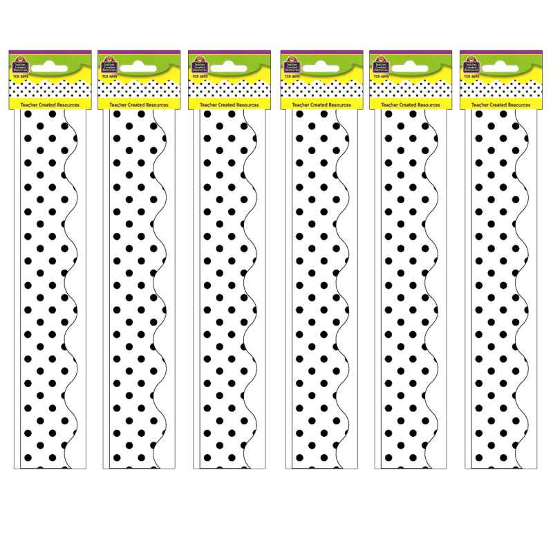 Teacher Created Resources® Black Polka Dots on White Scalloped Border ...