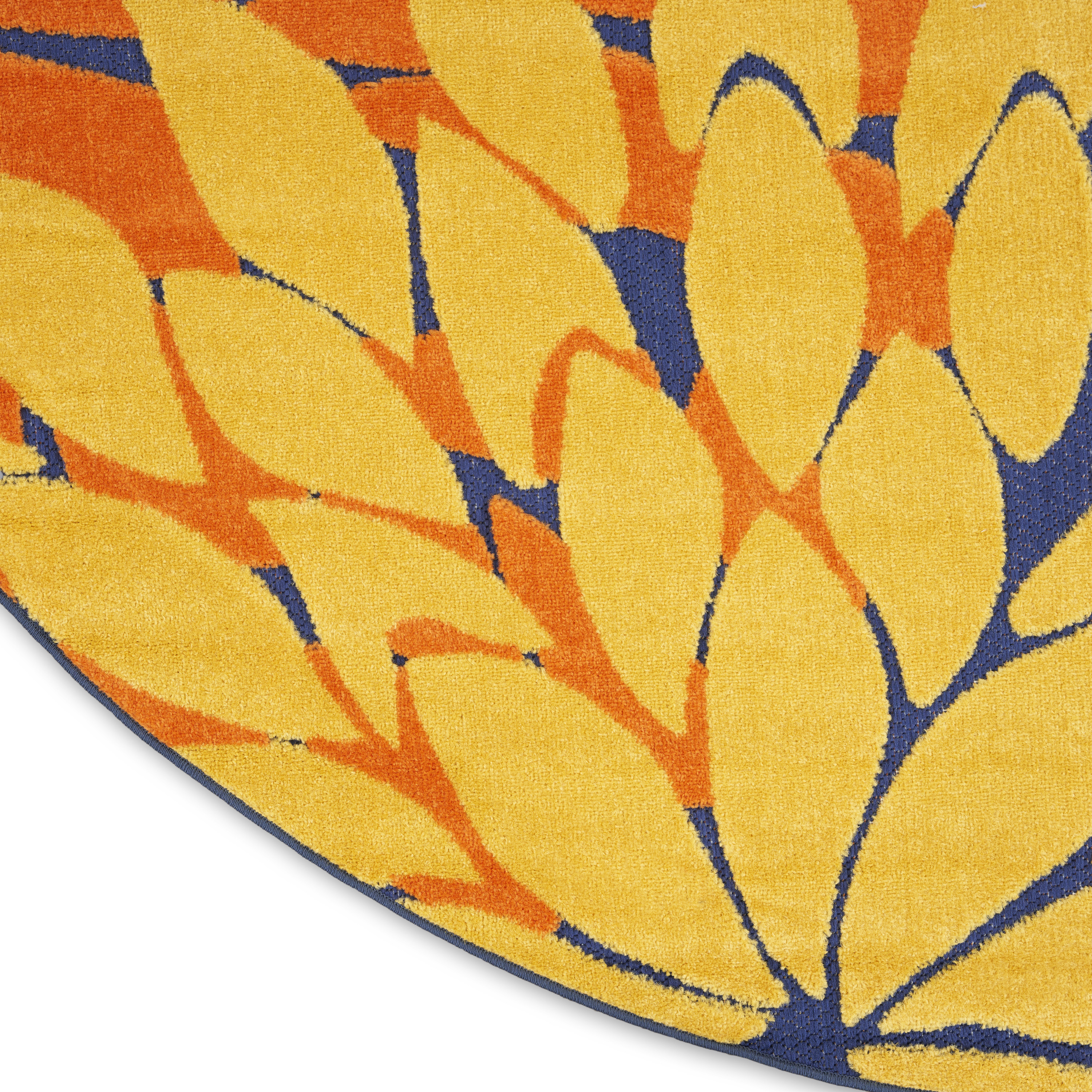 Nourison Aloha 7'10" x Round Navy Multicolor Outdoor Rug